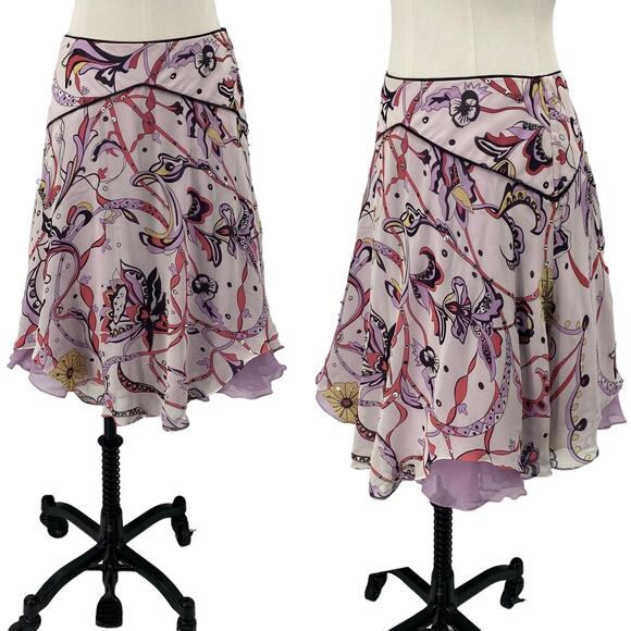 Temperley London Silk Paisley Print Mini Skirt Sequined Beaded Purple Womens 4 - Picture 1 of 16